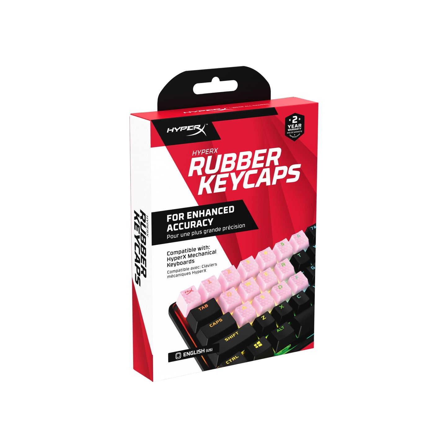 HyperX Rubber Keycaps - Gaming Accessory Kit, 19 Keys, English (US) Layout, Pink