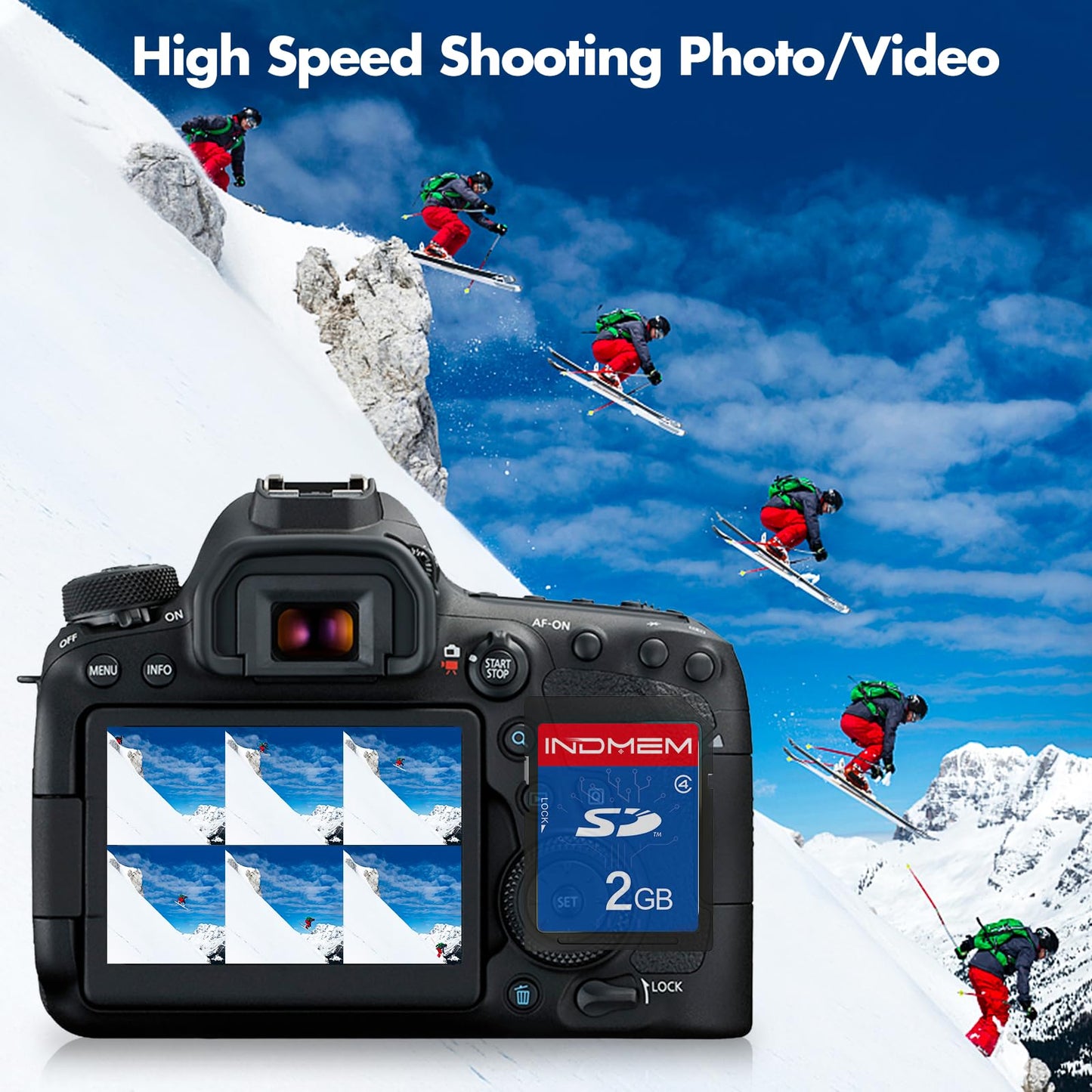INDMEM SD Card 2GB Class 4 Flash Memory Card 2G SLC Stanard Secure Digital Cards (1PC)