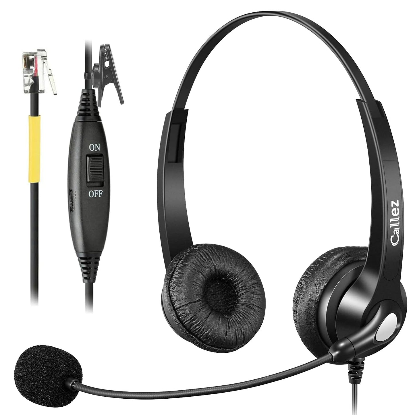 Callez Yealink Phone Headset RJ9 Wired Telephone Headset with Microphone Noise Cancelling Compatible with Yealink T46S T48S T42S T21P T33G T27G T23G