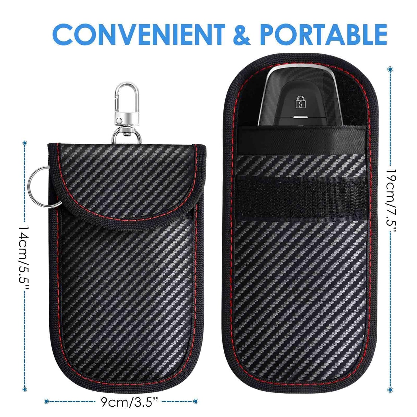 BRILLIRARE 2 Pack Faraday Bags for Key Fob, Faraday Pouch Car Keys RFID Signal Blocking Holder Small, Keyless Entry Blocker Protector, Anti-Theft