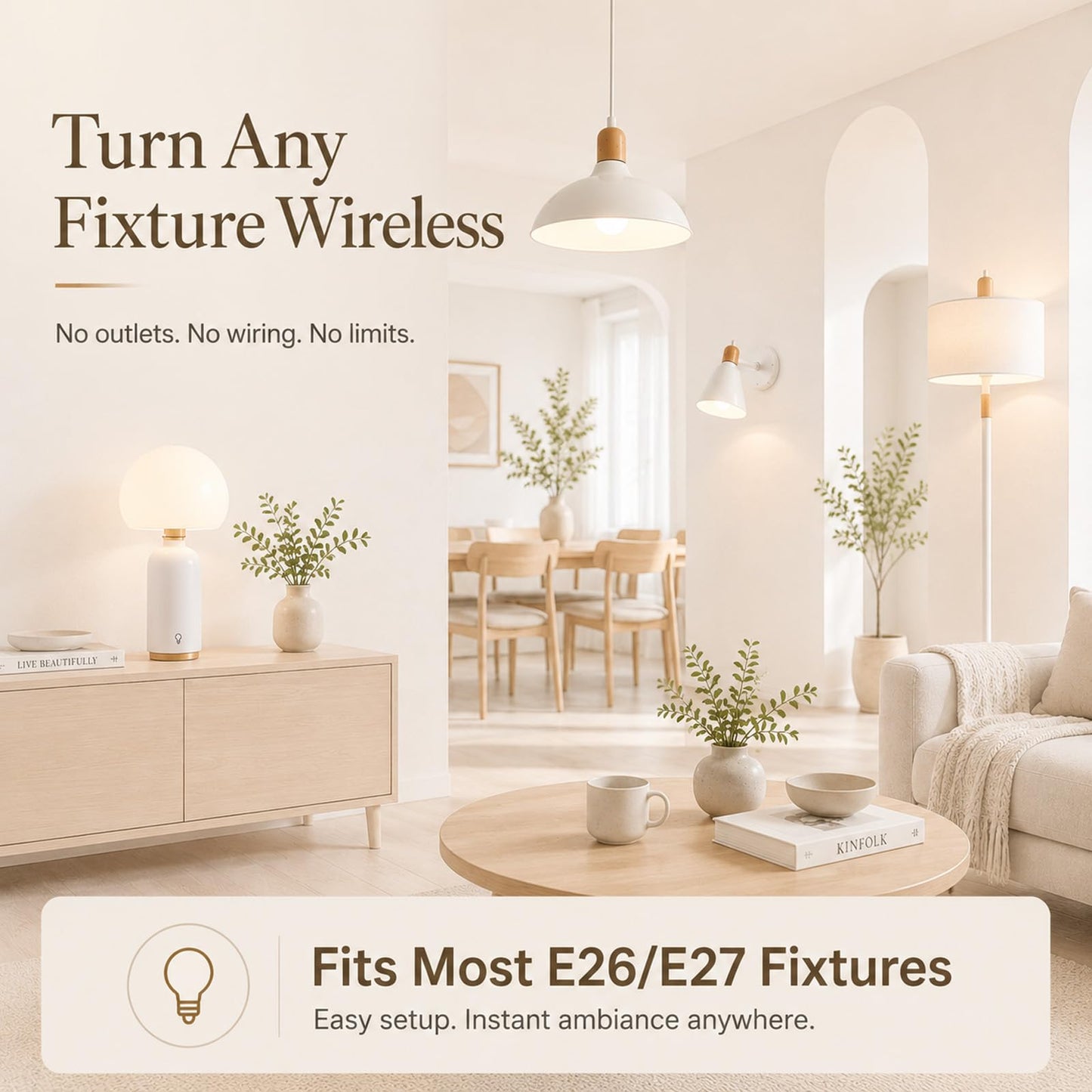 Rechargeable Light Bulb with Remote & Touch, 2200mAh Battery Bulb, 1 Pack