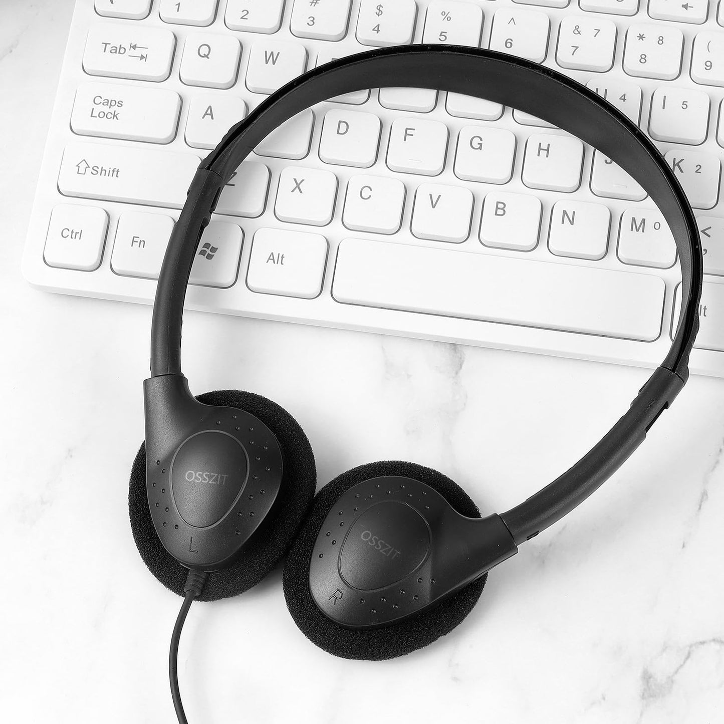 OSSZIT 30 Pack Class Set Headphones for Kids Students School Classroom Headphones Bulk Earphones Adjustable with 3.5 mm Jack for Library Children