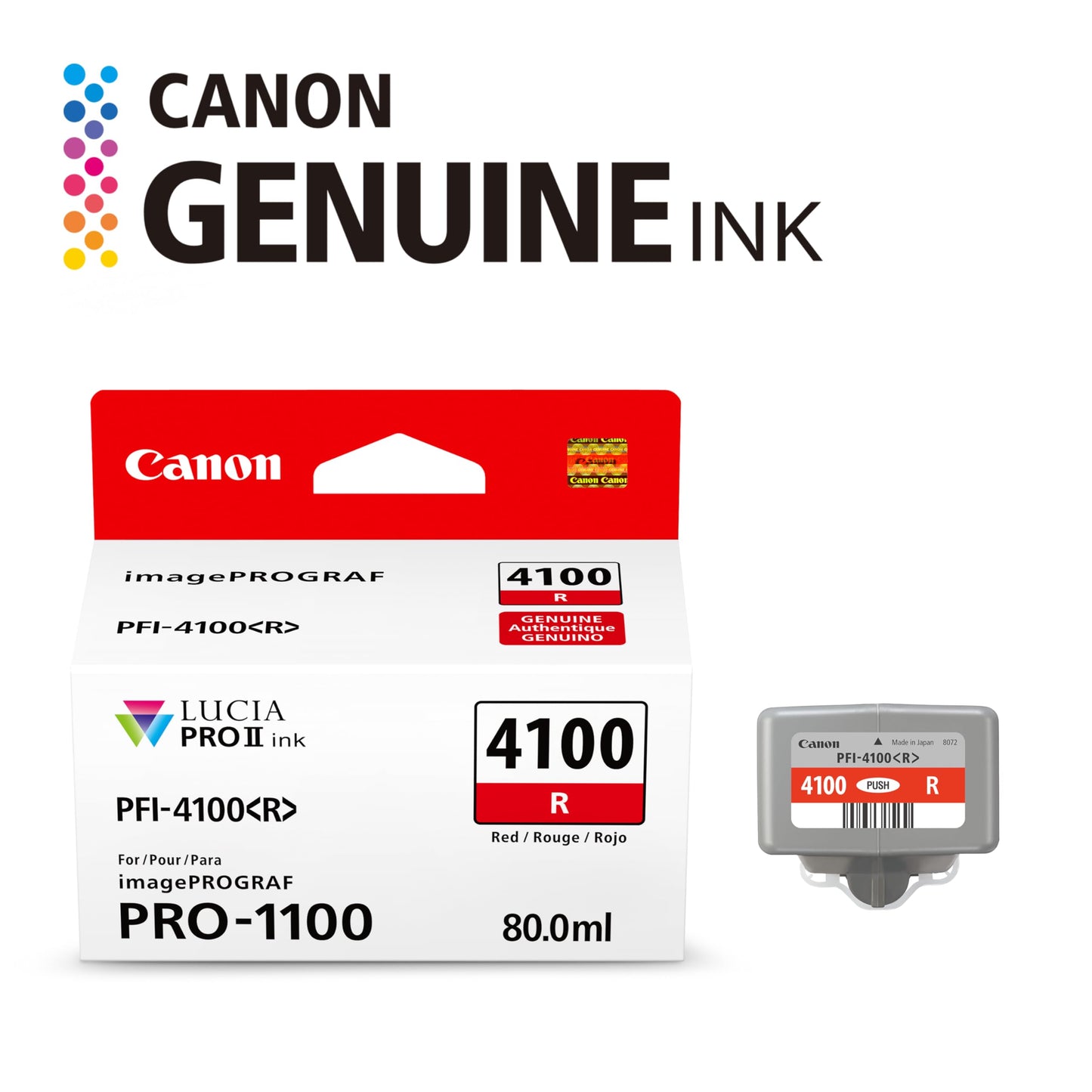 Canon PFI-4100 Genuine Red Ink Tank, Compatible with imagePROGRAF PRO-1100 Printers