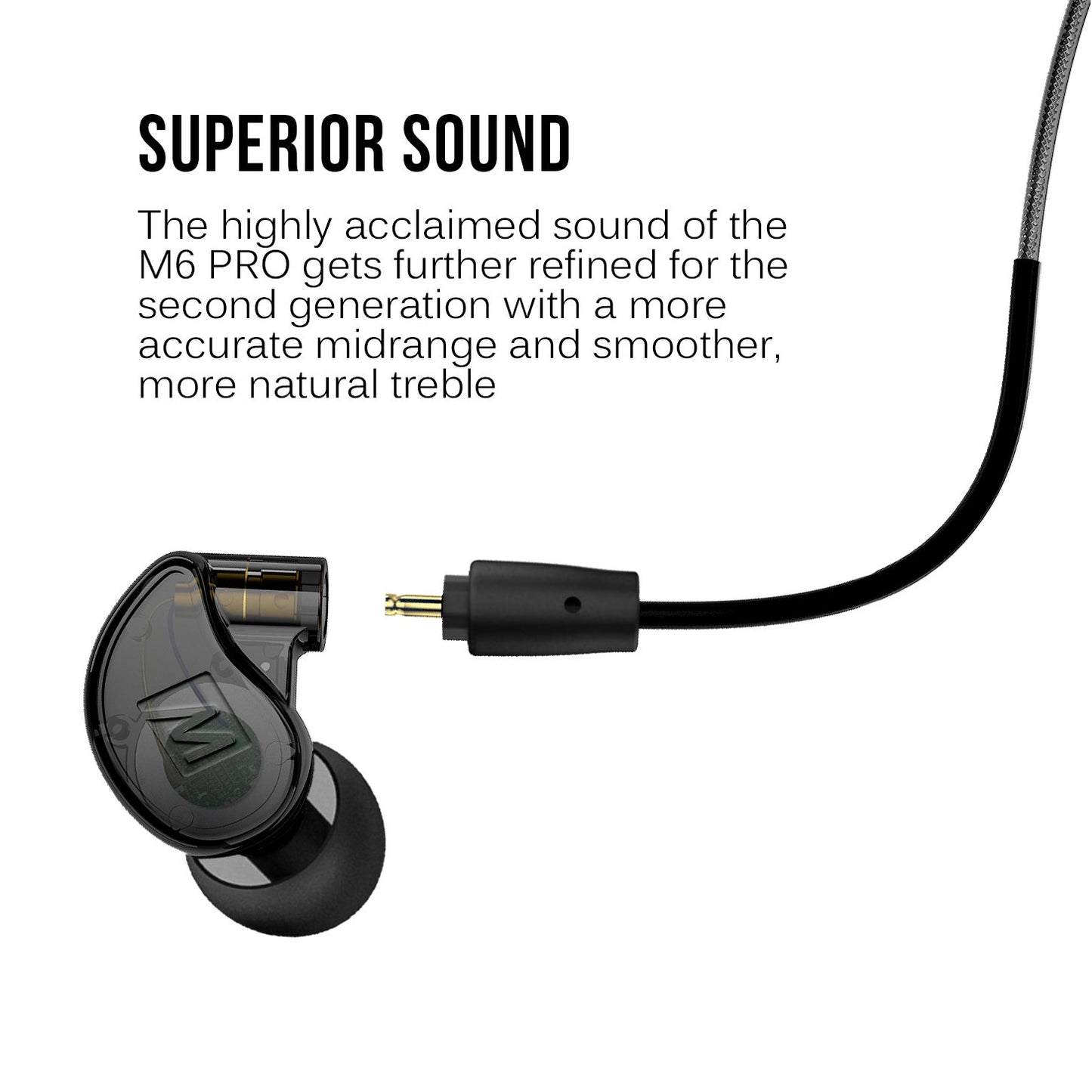 MEE audio M6 PRO In Ear Monitor Headphones for Musicians, 2nd Gen Model With Upgraded Sound, Memory Wire Earhooks & Replaceable Cables, Noise