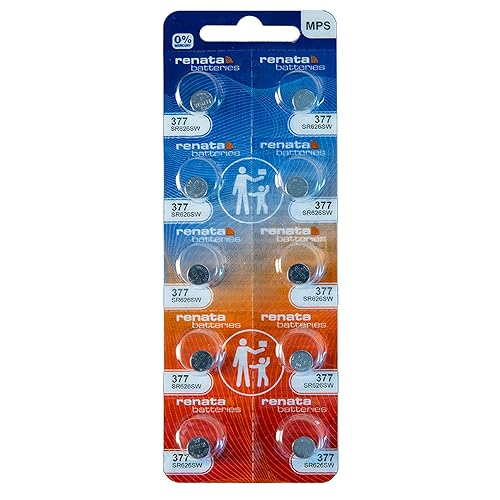 Renata 377 SR626SW Batteries - 1.55V Silver Oxide 377 Watch Battery (10 Count)