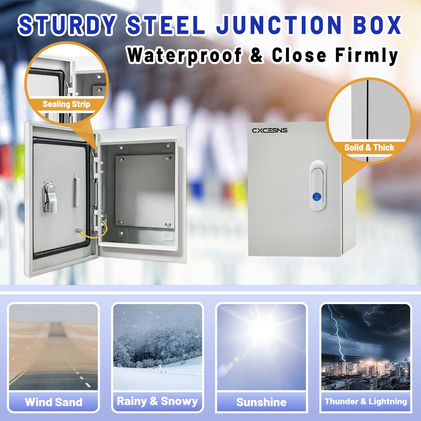 Outdoor Electrical Box 12 x 8 x 6''D NEMA 4X Enclosure Steel Box, Waterproof & Dustproof Outdoor/Indoor Lockable Electrical Junction Box,