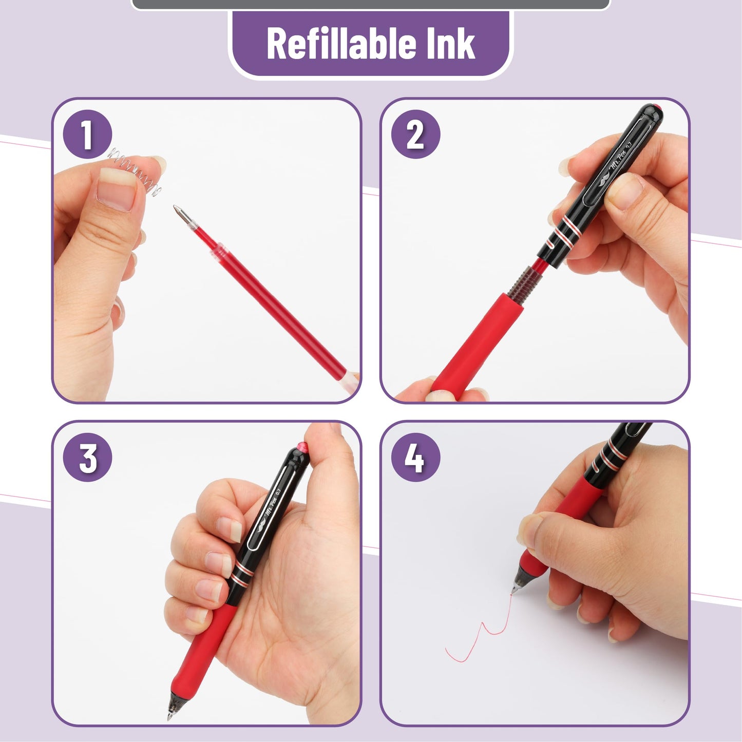 Mr. Pen- Retractable Gel Pens, 12 Pack, 0.7mm Fine Point, Colorful Ink