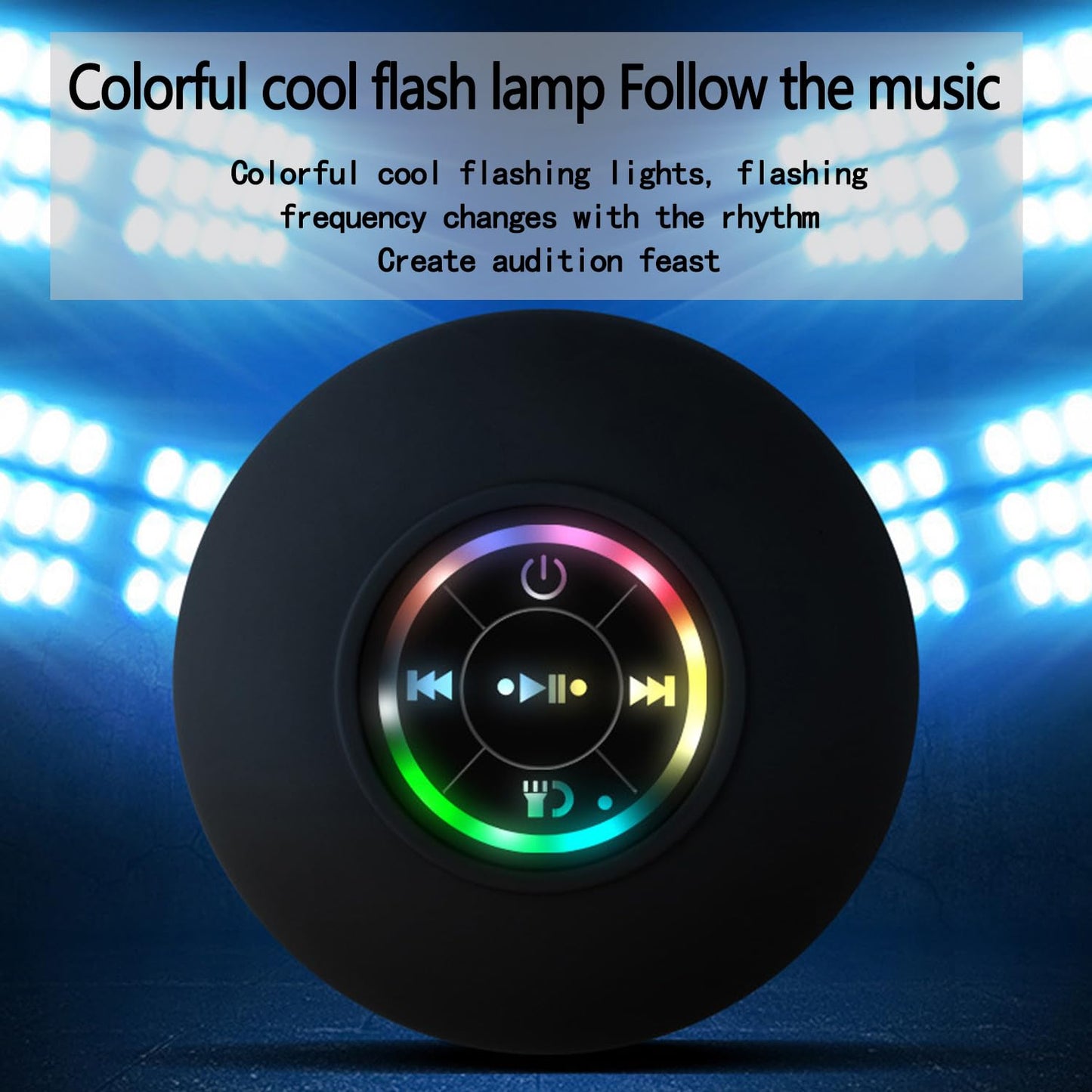 Bluetooth Shower Speaker, Portable Bluetooth Speaker 360 HD Surround Sound, Waterproof Wireless Speaker with Suction Cup, Colorful LED Lights