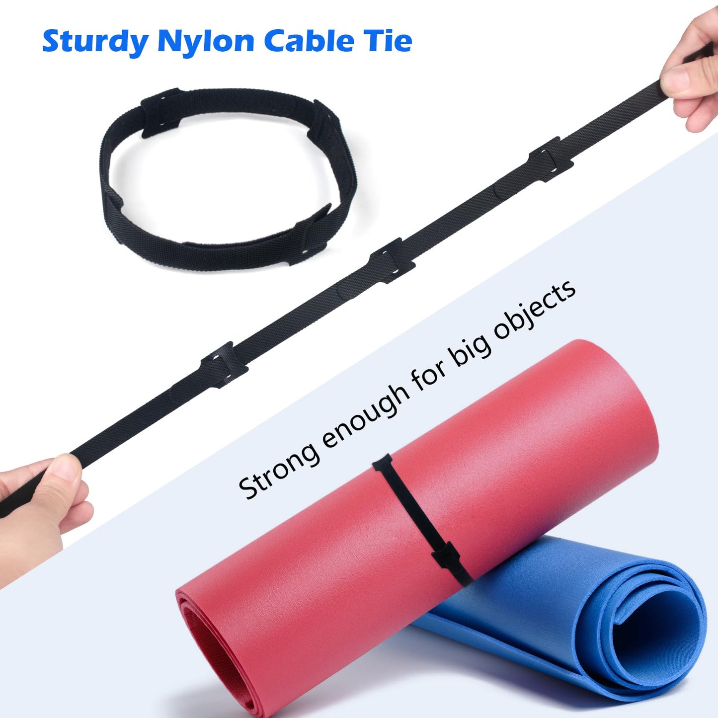 SUTOUG 60PCS 6 Inch Reusable Cable Ties Black, Adjustable Cable Straps, Cable Tie Management, Cable Tidy for Desktop Charging Cables, Home and Office