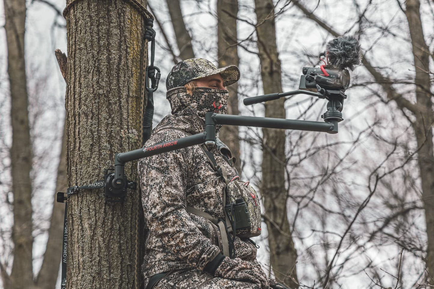 Fourth Arrow Stiff Arm Camera Arm Mount for Trees, Lightweight, Aluminum, 360 Tool-Less Leveling, Stable Bracket for Filming Hunts, Wide Range