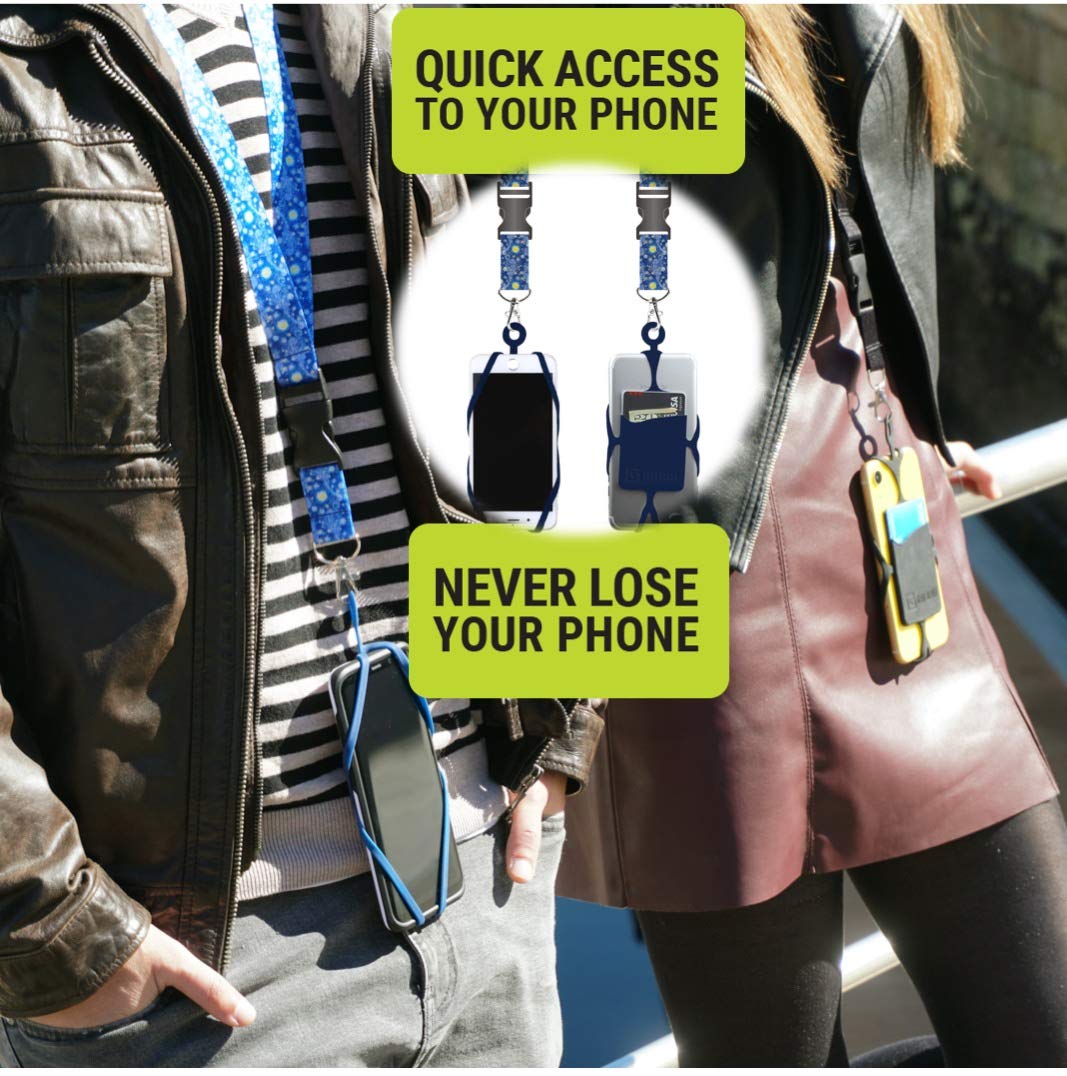 Gear Beast Cell Phone Lanyard - Mobile Phone Lanyard with Case Holder, Card Pocket, Soft Neck Strap, and Detachable Clip - Compatible with iPhone