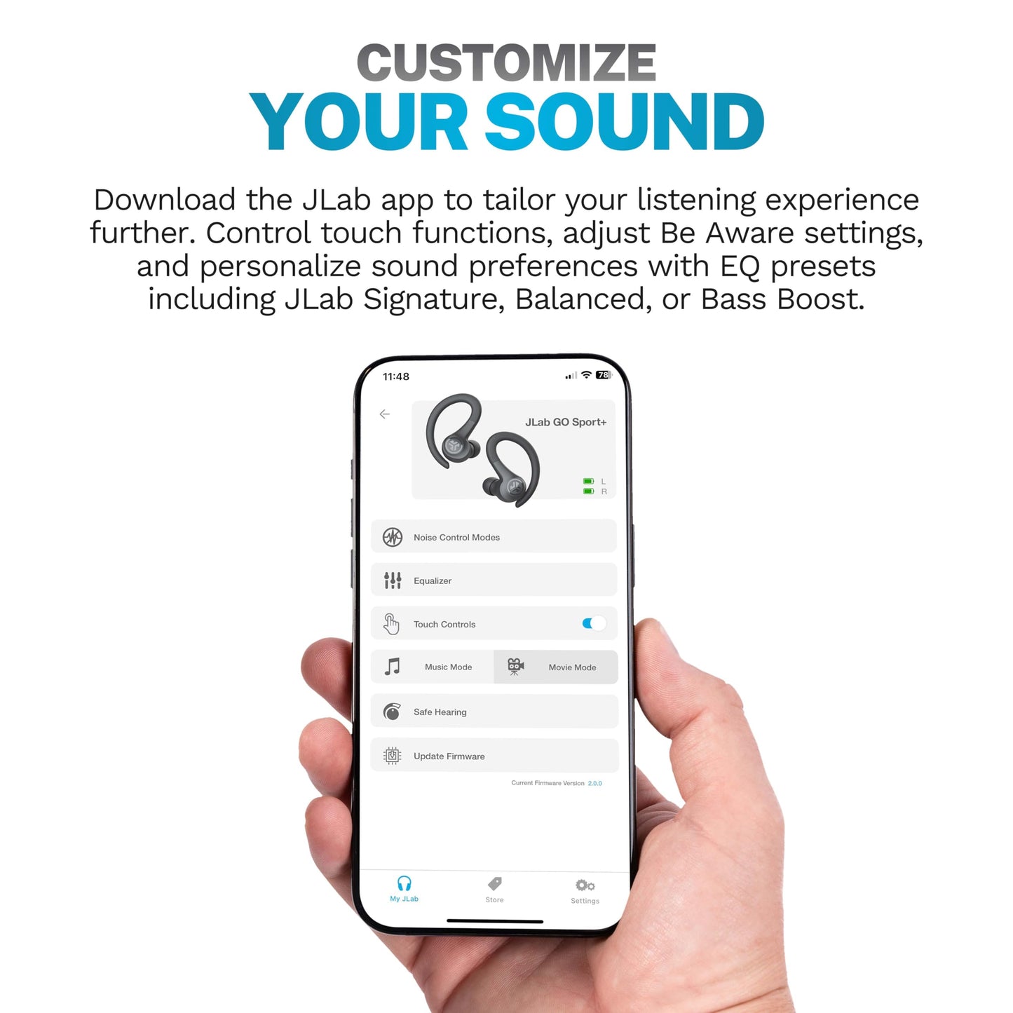 JLab, Go Sport+, True Wireless Workout Earbuds, Bluetooth Sport Earbuds, Clear Calling, Coral