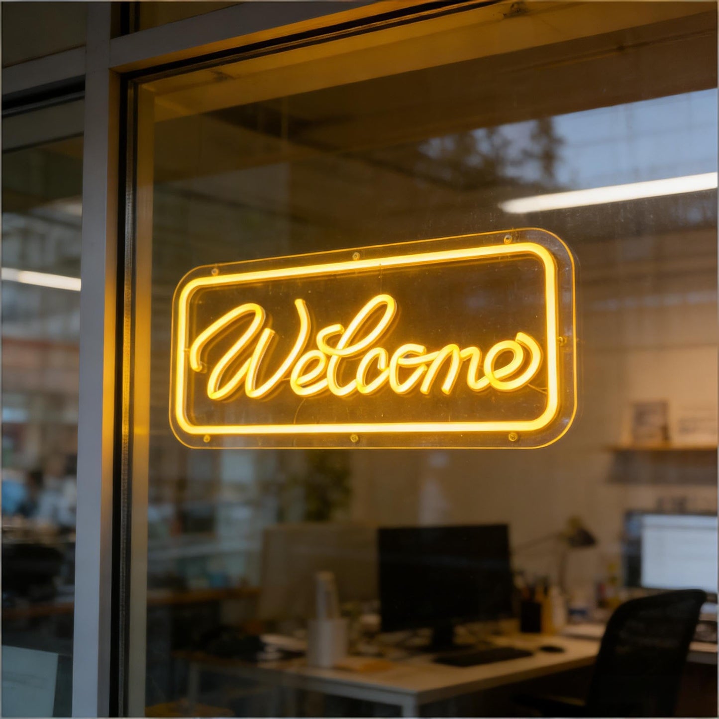 Welcome Neon Sign, USB Powered Dimmable Neon Light Home Welcome Sign Decor for Entryway Store Shop Living Room Bedroom Party Wall Table 16.1 x 6.9 In