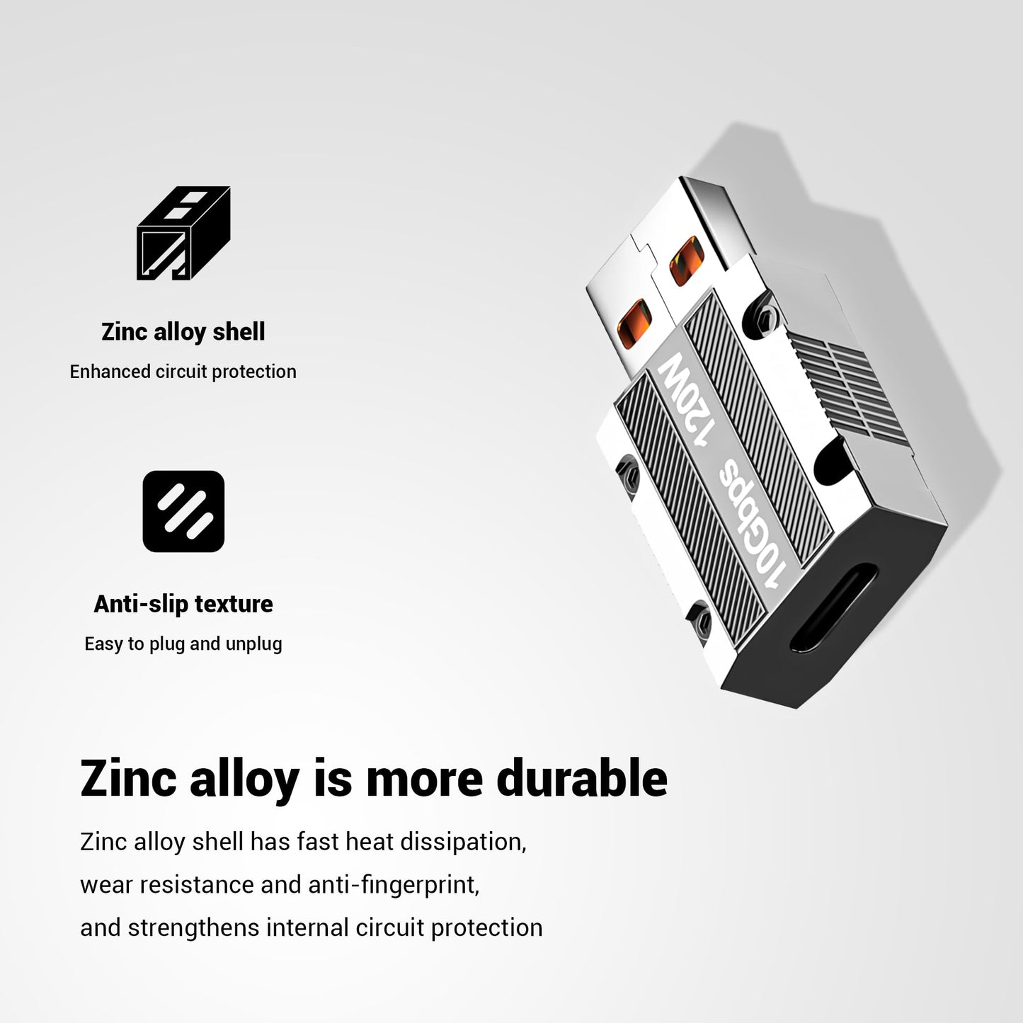 YIMATEECO USB C to USB 3.1 Adapter, Zinc Alloy USB A to Type C Adapter with 10Gbps High-Speed Data Transfer PD 120W Stable Charging for Laptop…