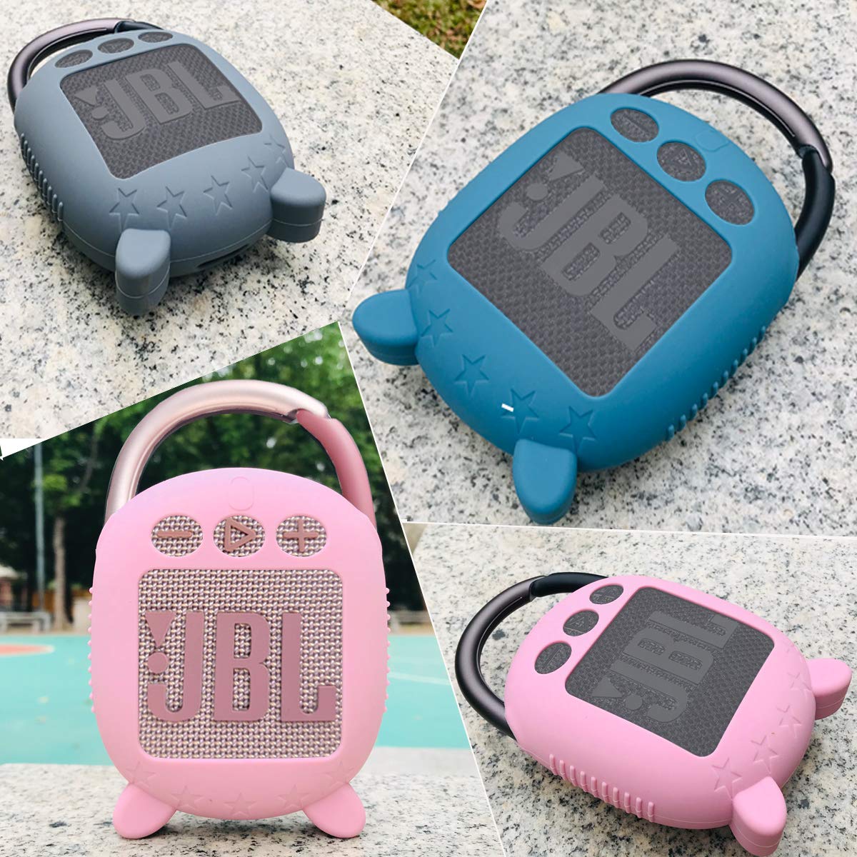 JCHPINE Silicone Cover Case for JBL Clip 4 Portable Bluetooth Speaker, Protective Carrying Case for JBL Clip 4 Portable Bluetooth Speaker Stand Up