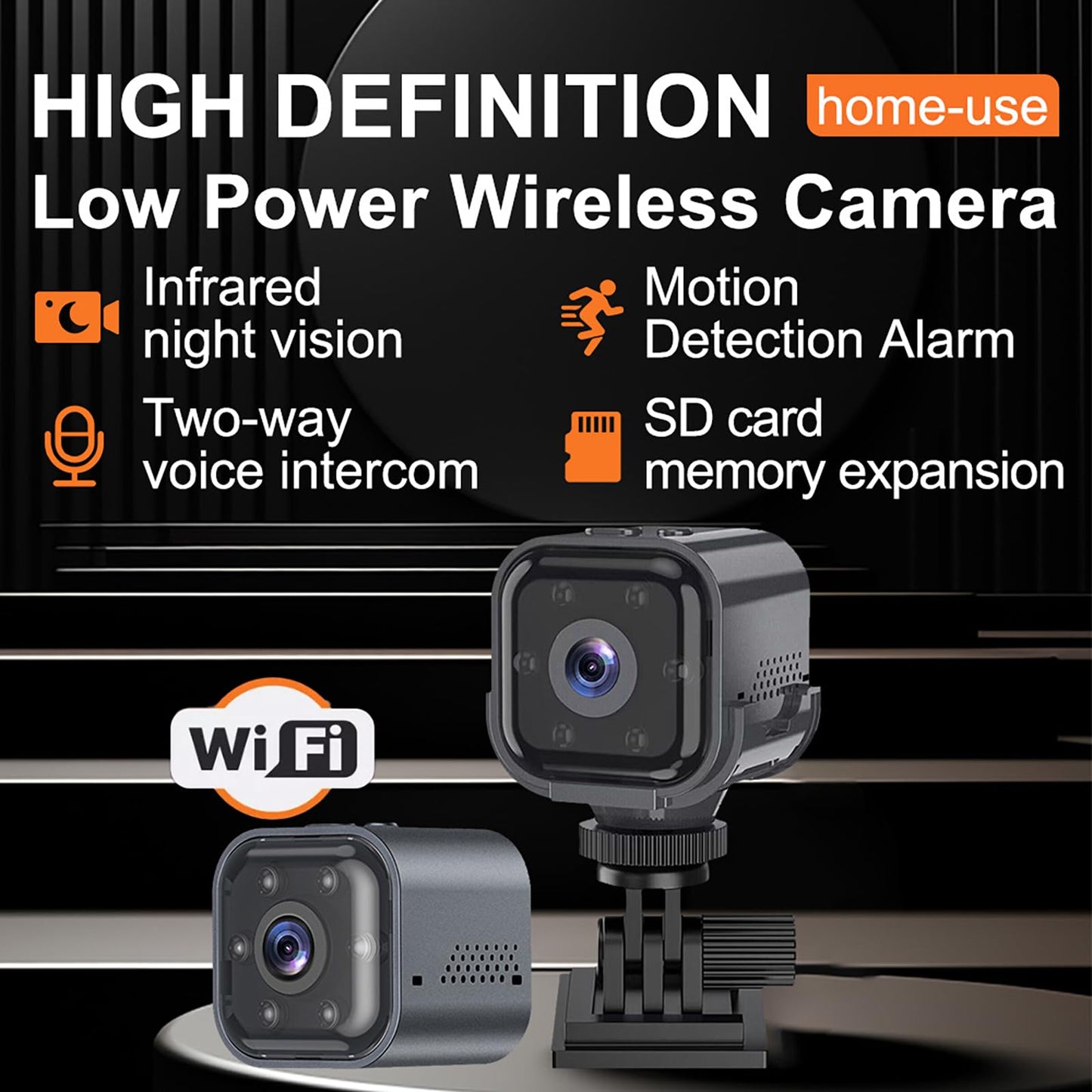 Guardhouse Mini Camera, Two Way Audio, 120°Pan Tilt Rotation, Local MicroSD Card Storage, WiFi Remote Mobile App Control for Indoor,Outdoor Security