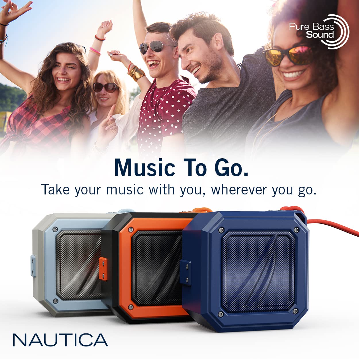 Nautica S100 True Wireless Outdoor Speaker, Portable IPX5 Waterproof Bluetooth Speaker with 15H Playtime, 200-Day Standby & TWS Pairing, Perfect