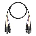 Phenyx Pro 4-Channel XLR Cable, 3 Ft Snake Cable, Balanced Microphone Cord, XLR Splitter, Color-Coded, 4-in-1 Design, 3-PIN Male to Female Patch Wire