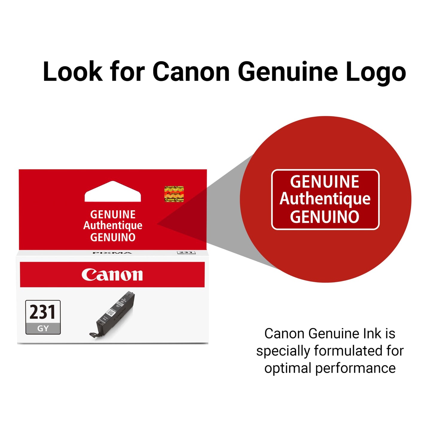 Canon CLI-231 Genuine Gray Ink Tank, Compatible with PIXMA TS8820 Printers