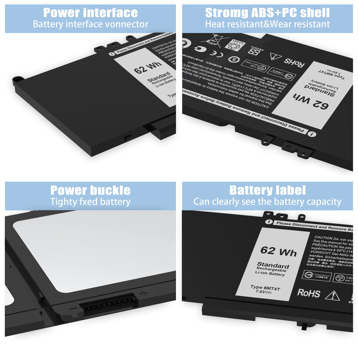 VNYUNQWE E5470 E5570 6MT4T Battery Compatible with Dell Latitude 14 E5470 15 E5570 Precision 15 3510 M3510 Series Notebook Replacement for V69Y TXF9M