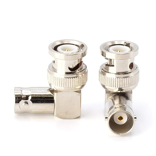 THE CIMPLE CO - BNC 90-Degree Adapters for Coaxial Cable - Elbow Couplers with Male Input to Female Output - Right-Angle Connectors for 50 and 75 Ohm