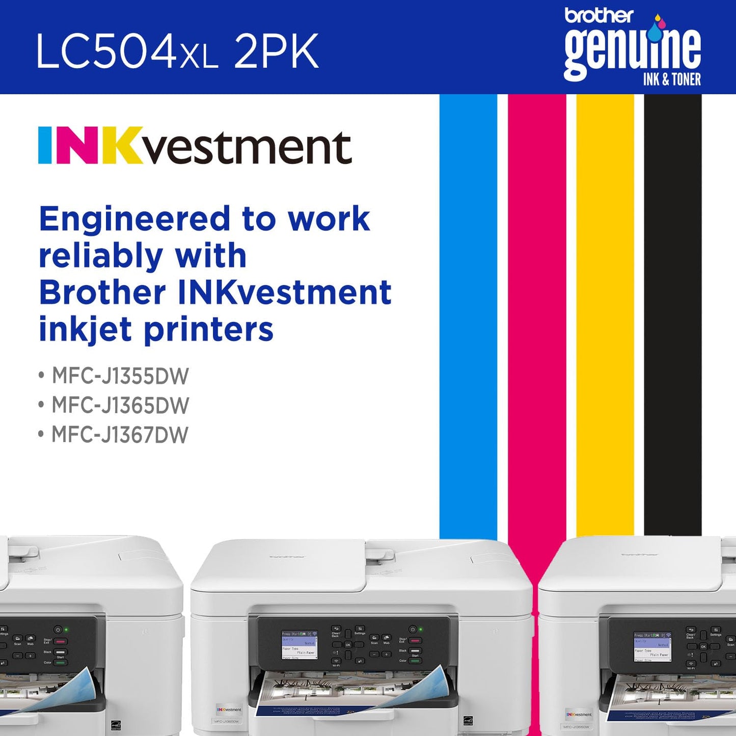 Brother Genuine LC504XL2PK Twin Pack High Yield Black Ink Cartridges (for use INKvestment 1355, 1365, and 1367 Printers)