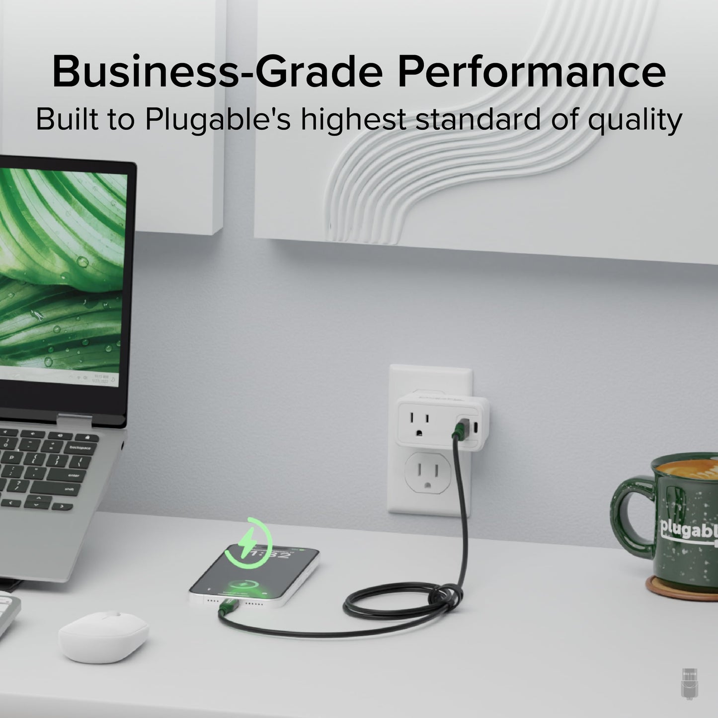 Plugable USB C to USB A Cable with Desk Management Strap, 3.3 Ft, Supports 10Gbps Data Transfer, 3A (15W) Charging, USB 3.2 Gen 2, Compatible