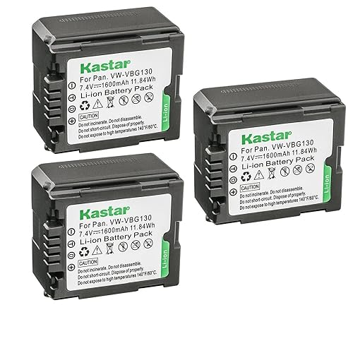 Kastar 3-Pack VW-VBG130 Battery Replacement for Panasonic SDR-H80, SDR-H80A, SDR-H80K, SDR-H80P, SDR-H80PC, SDR-H80R, SDR-H80S, SDR-H90, SDR-H90K