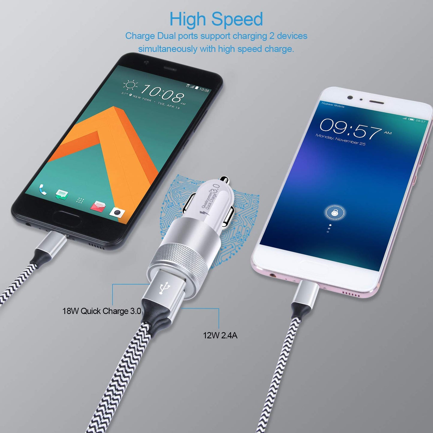 USB Fast Charger Kit for Samsung Galaxy A17 A56 A16 A15 A14 A35 A55 A54 A53 5G S25 S24 FE S24 S23 Ultra A13 iPhone 17 16e 15, Quick Charge 3.0 Wall