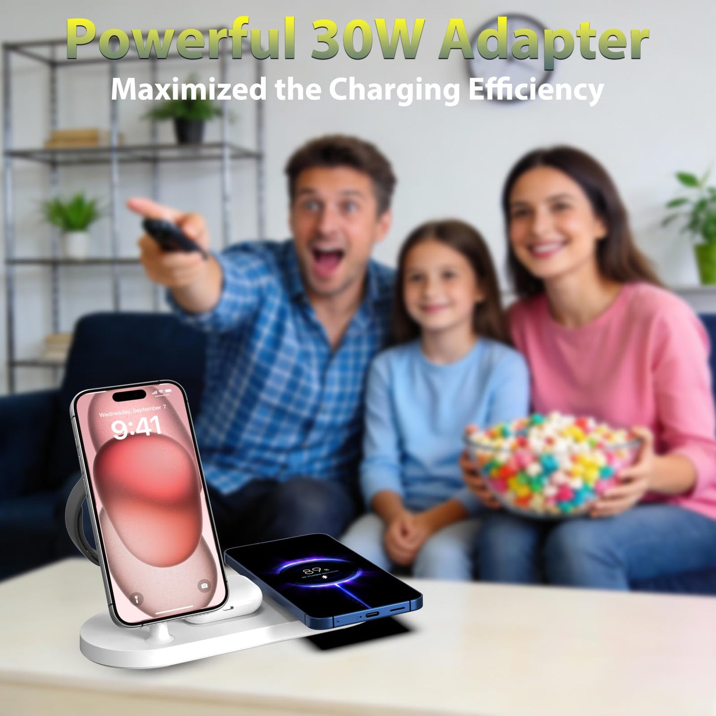Dual Magnetic Phone Wireless Charger, 30W 4 in 1 Charging Station for Apple Devices, Charging Stand for iPhone 17/16/15/14/13/12 Series, Support