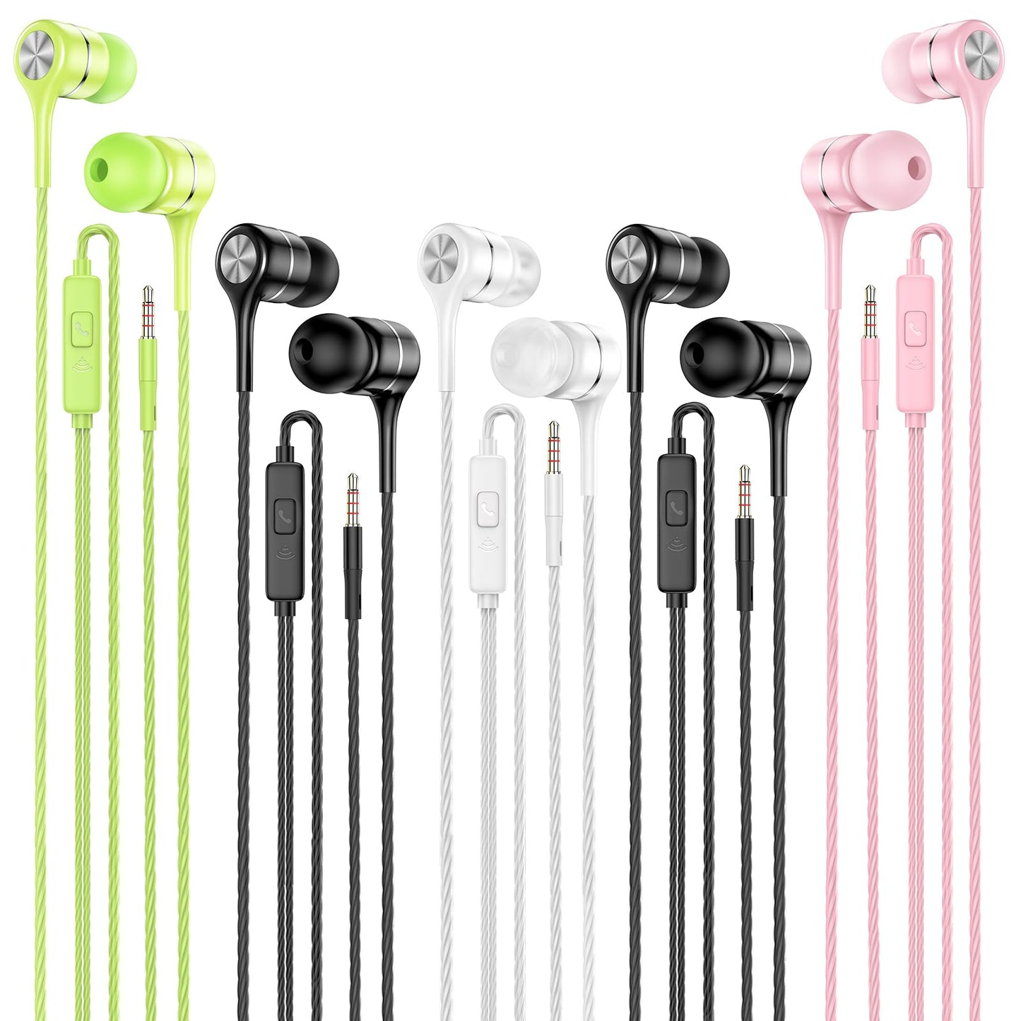 LWZCAM Wired Earbud 5 Pack with 3.5mm Stereo Headphones with Microphone