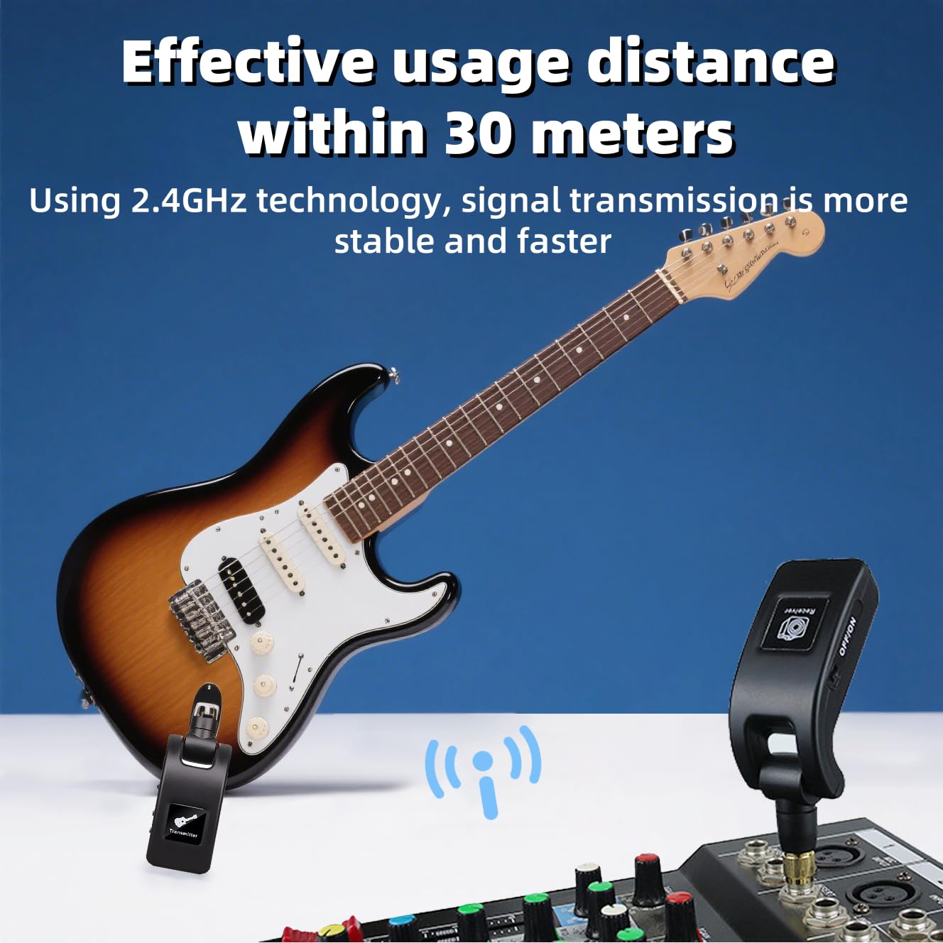 HUACAM Wireless transceiver, 2.4GHz Digital Transmitter & Receiver Kit, 100ft Range, Low Latency, 10-Hour Battery, Stage Performance, for Electric