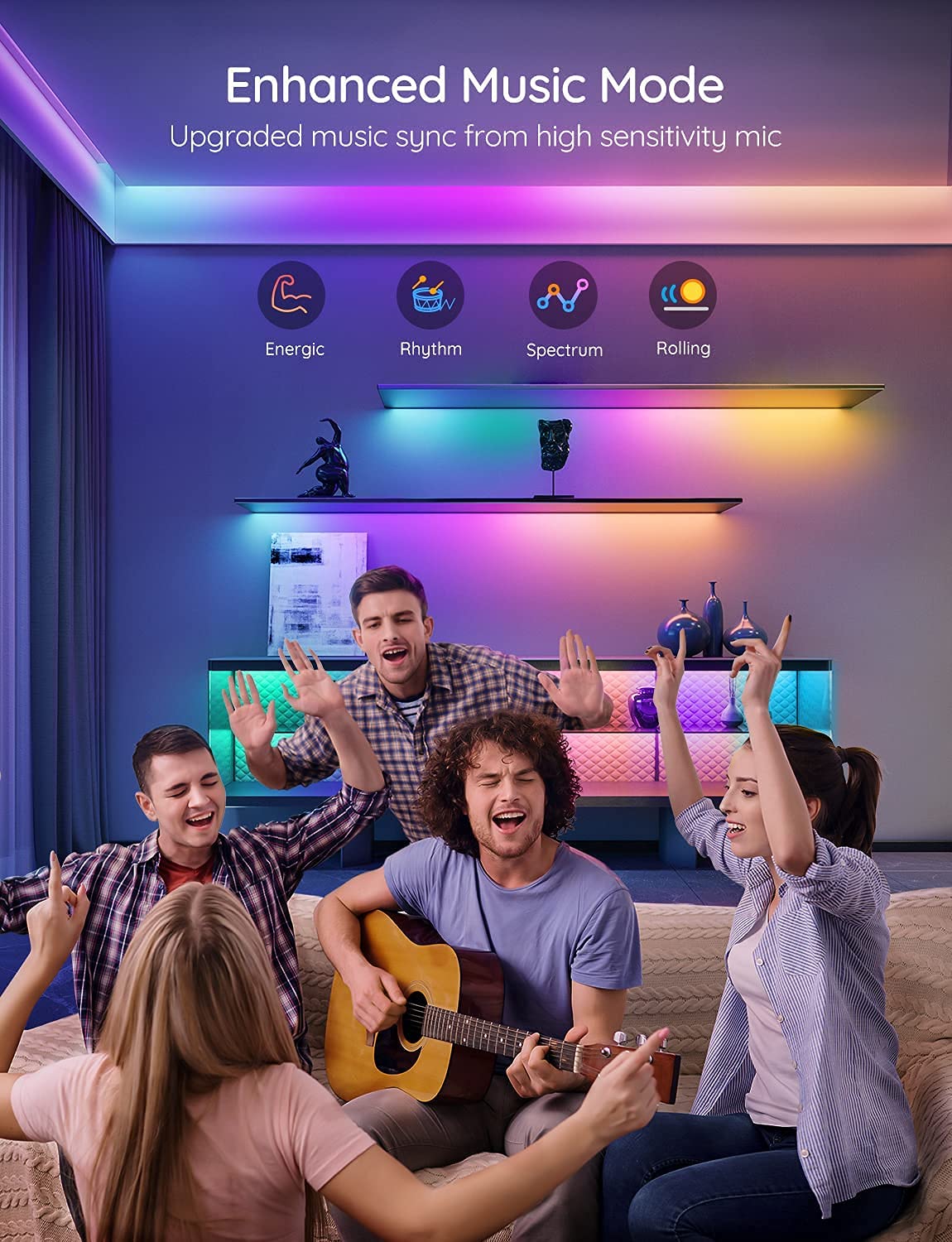 Govee RGBIC LED Strip Lights, 16.4ft WiFi LED Lights Work with Alexa and Google Assistant, Smart LED Strips App Control, DIY, Music Sync, Color