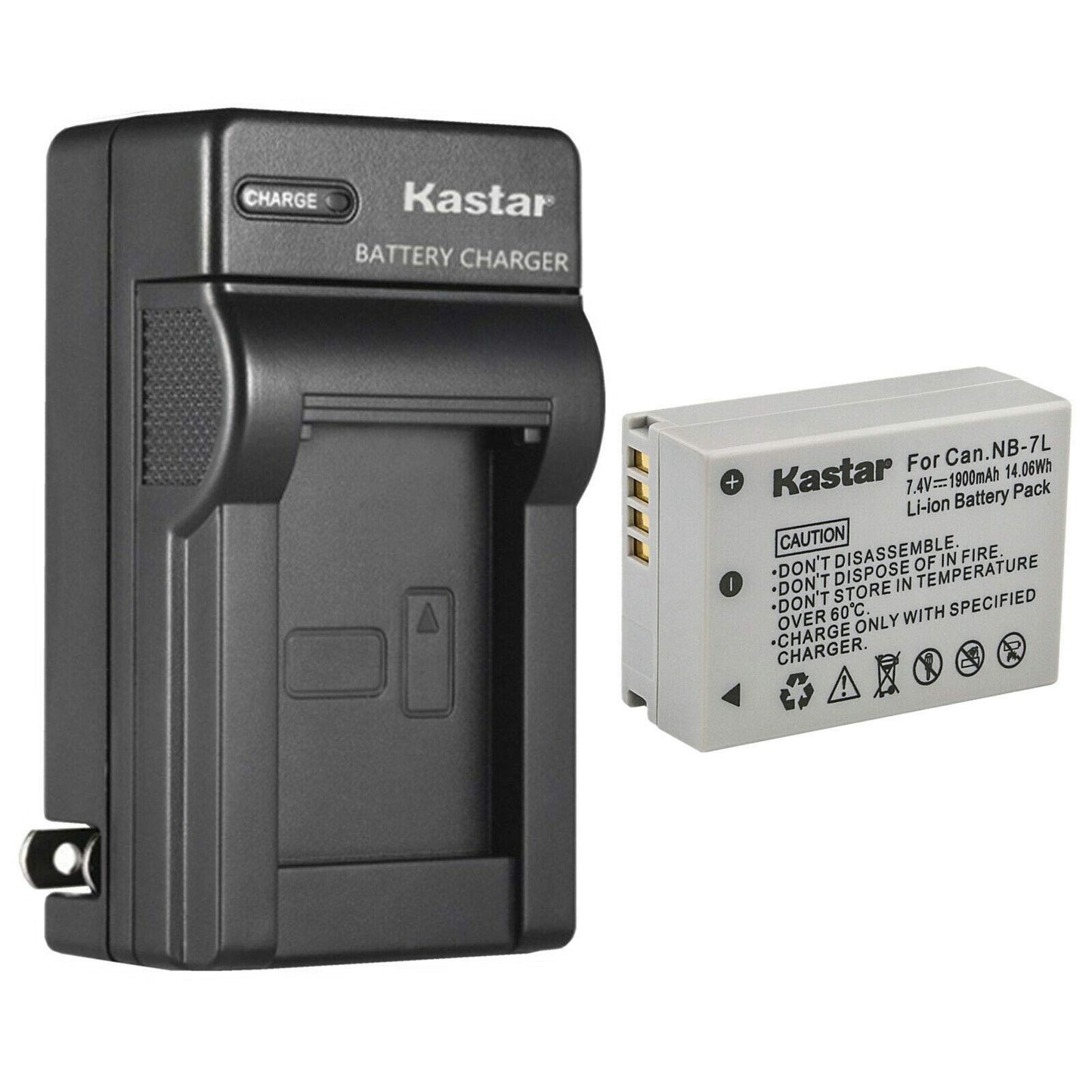 Kastar 1-Pack Battery and AC Wall Charger Replacement for Canon NB-7L, NB-7LH Battery, Canon CB-2LZ, CB-2LZE Charger, Canon PowerShot G11, PowerShot
