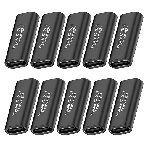 POHFP USB C Female to Female Connector, 10Pack USBC Coupler Supports Up to 10Gbps Data Transfer and 100W Fast Charging