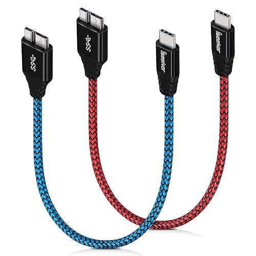 iSeekerKit Type C to Micro B Cable, USB 3.0 USB-C to Micro USB 1Ft Charge & Data Sync Cable Compatible for Samsung Galaxy S5/ Note 3, Toshiba Canvio