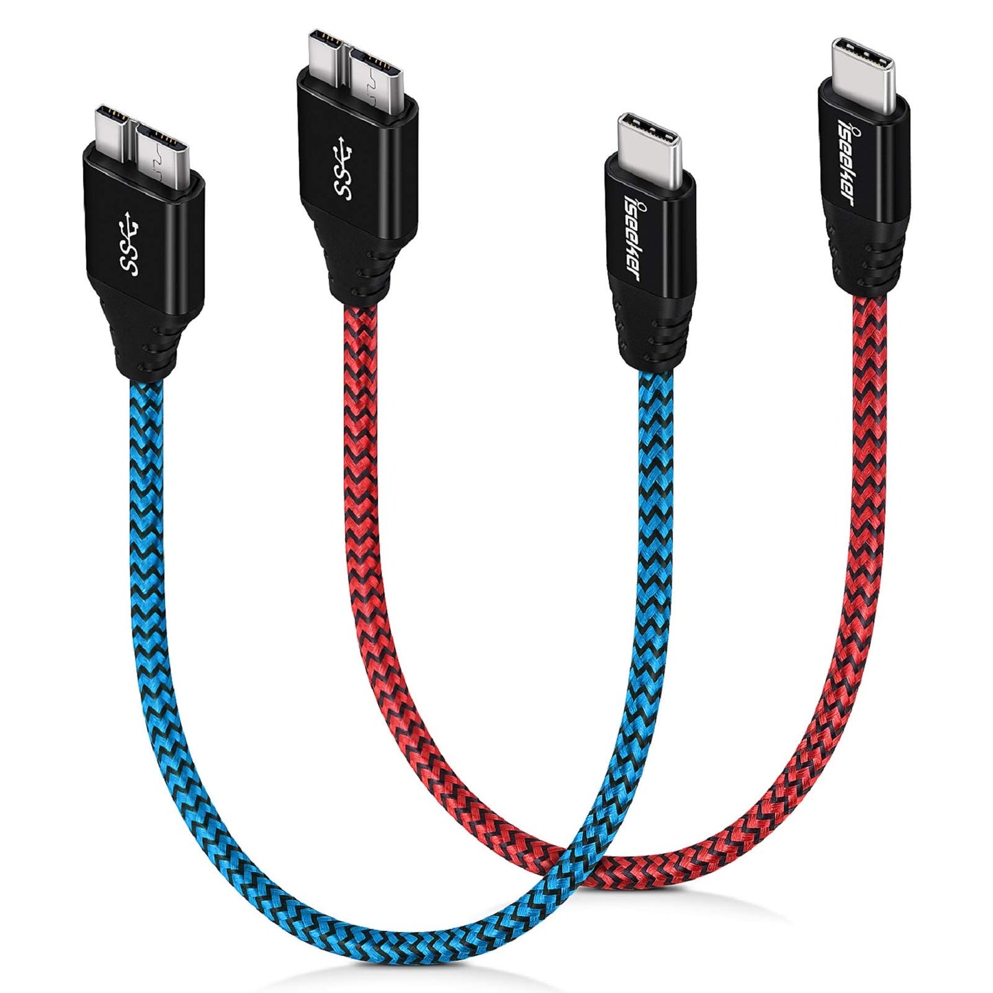 iSeekerKit Type C to Micro B Cable, USB 3.0 USB-C to Micro USB 1Ft Charge & Data Sync Cable Compatible for Samsung Galaxy S5/ Note 3, Toshiba Canvio