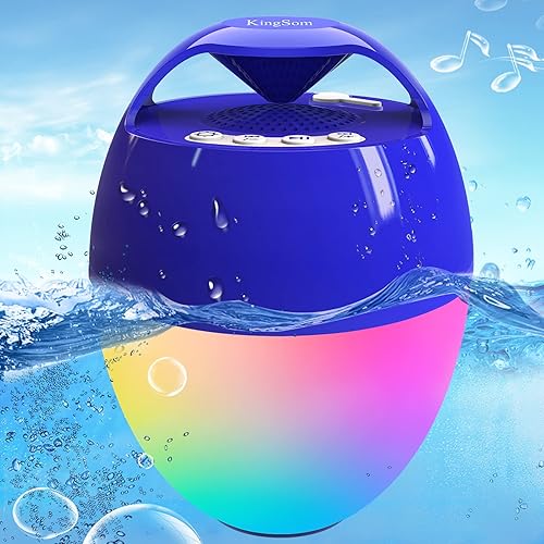 Portable Bluetooth Pool Speakers,Hot Tub Speaker with Colorful Lights,IP68 Waterproof Floating Speaker,360° Surround Stereo Sound,85ft Bluetooth