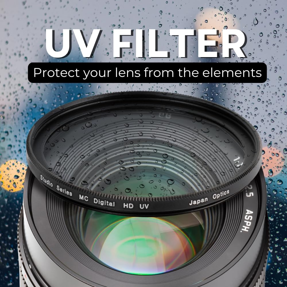 58mm Multi-Coated 3 Piece Filter Kit (UV-CPL-FLD) for DSLR Canon EOS Rebel 70D 77D 80D 90D T8i T7 T7i T6i T6s T6 T5i T5 T4i T3i T100 SL1 SL2 SL3