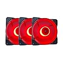 APEVIA CO312L-RD Cosmos 120mm Red LED Ultra Silent Case Fan w/ 16 LEDs & Anti-Vibration Rubber Pads (3 Pk)