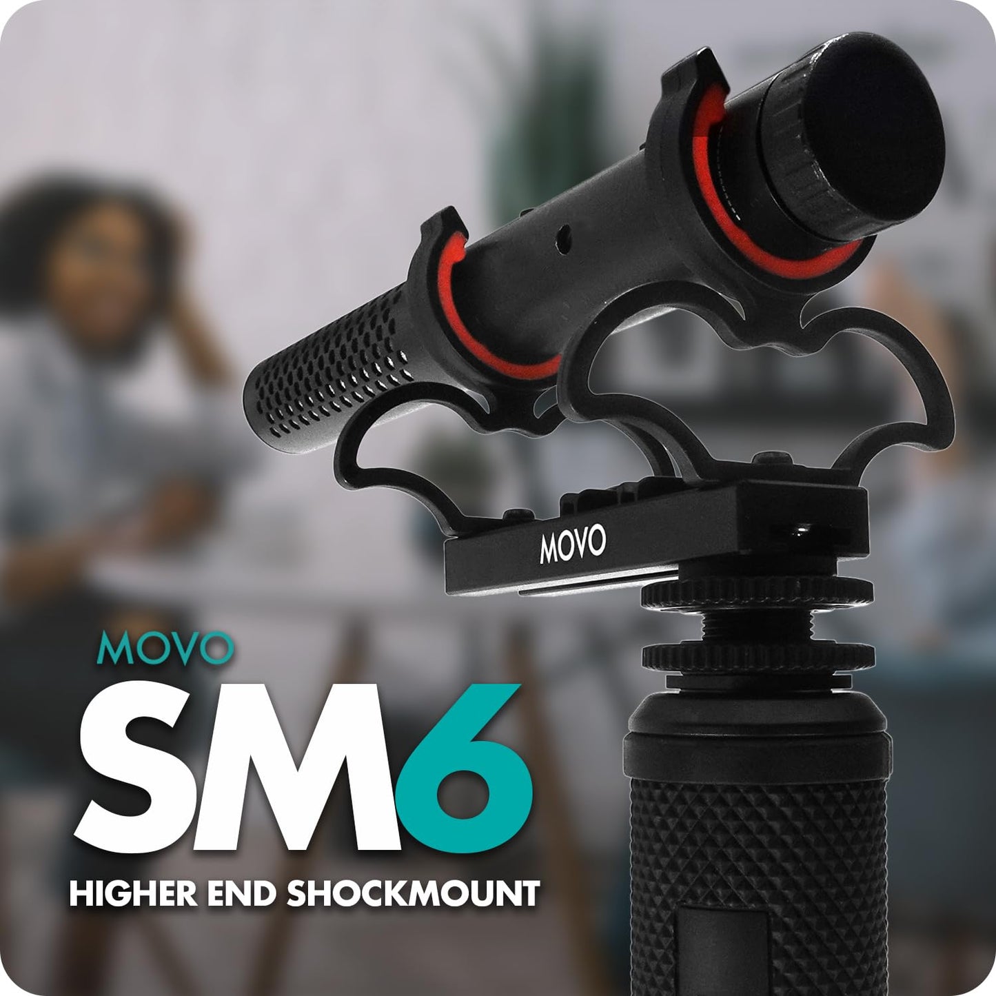 Movo SM6 Ultraflex Premium Shockmount for Shotgun Microphones - Compatible with Rode NTG Series, Sennheiser MKE600, Audio-Technica AT875R, and More