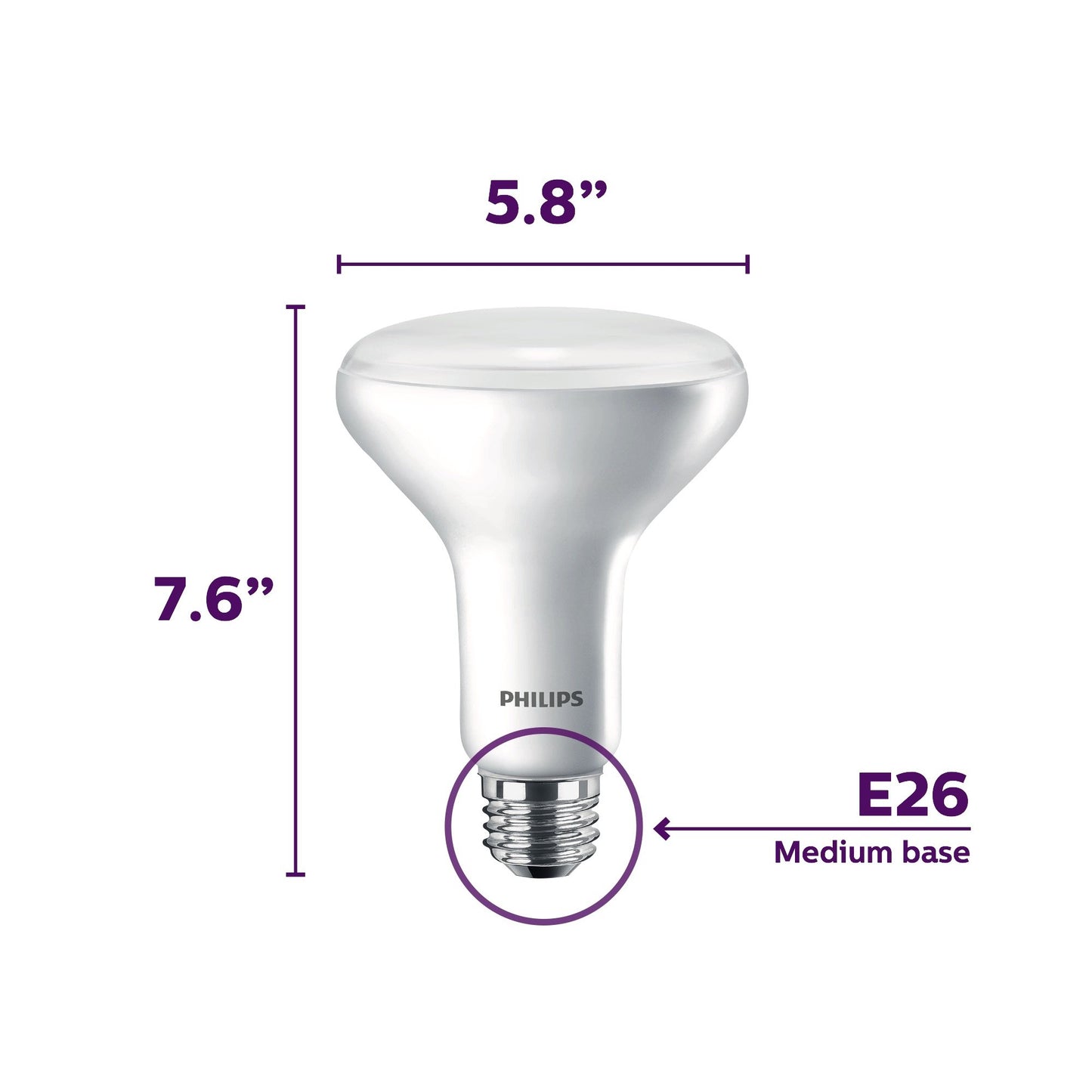 Philips LED Dimmable BR30 Light Bulb: 650-Lumen, 2700-Kelvin, 11-Watt (65-Watt Equivalent) E26 Base, Frosted, Soft White, 6-Pack