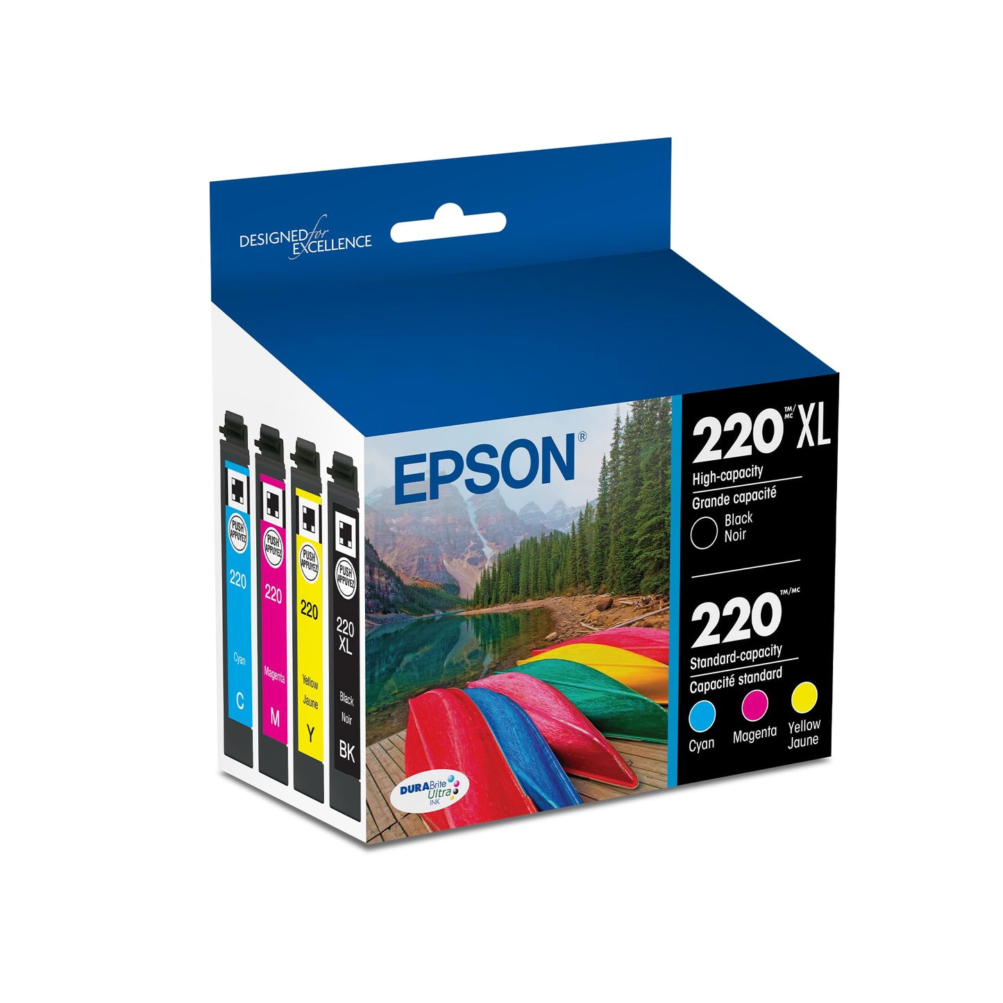 EPSON 220 DURABrite Ultra Ink High Capacity Black & Standard Color Cartridge Combo Pack Works with WorkForce WF-2630,2650, 2660, 2750, 2760