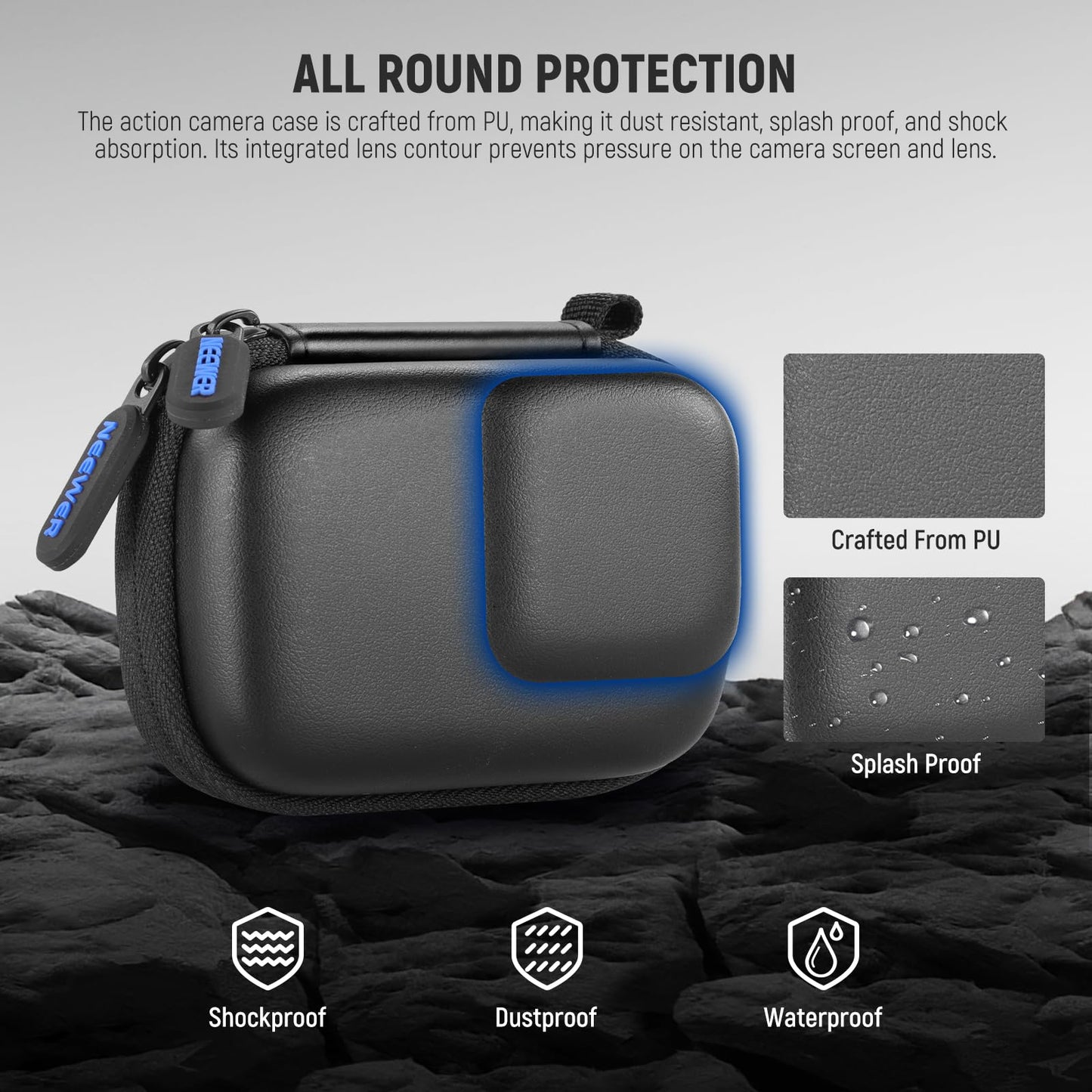 NEEWER Carrying Case Compatible with DJI OSMO Action 5 Pro 4 3, Small Travel Protector Storage Bag with Carabiner Compatible with GoPro Hero 13 12