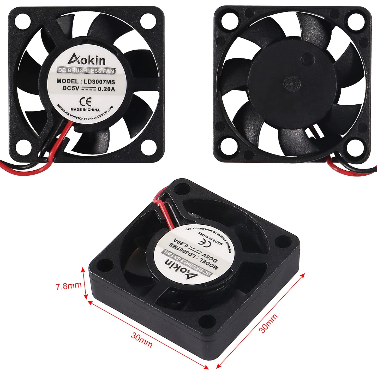 MELIFE 6 pcs Mini Cooling Fan for Raspberry Pi 4/5, 30x30x7mm, Quiet, Long Life, 3.3V/5V DC, Compatible with RPi 5/4/3/2/B+/Zero/Zero W, Robot Project