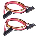 RLECS 2-Pack 50cm SATA Power Cable 22Pin (7+15) Male Plug to 22 Pin Female Jack Connector SATA Serial ATA Data Power Combo Extension Cables Wire Cords