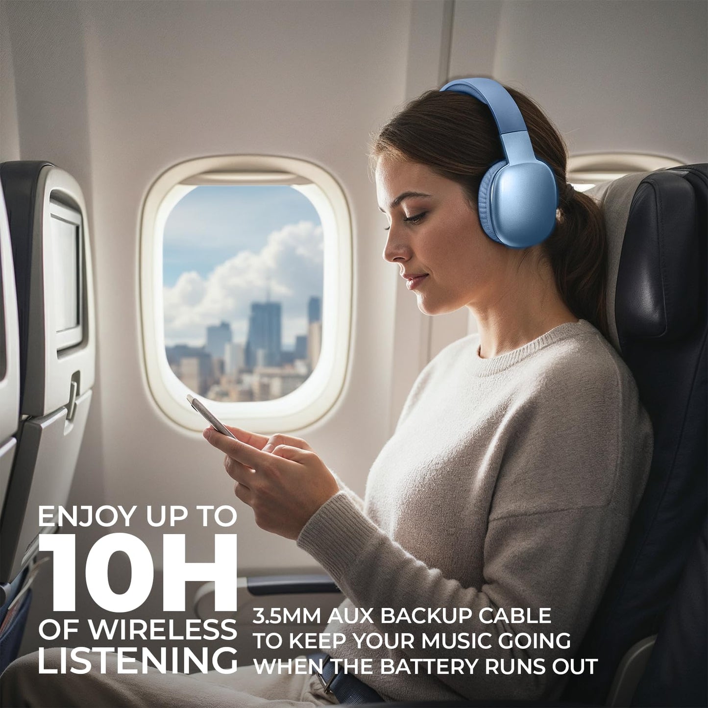 iJoy Ultra Wireless Over-Ear Bluetooth Headphones with Mic, Up to 10 Hours Playtime, Bluetooth Headset 33Ft Range with Backup AUX Cable & SD Slot…