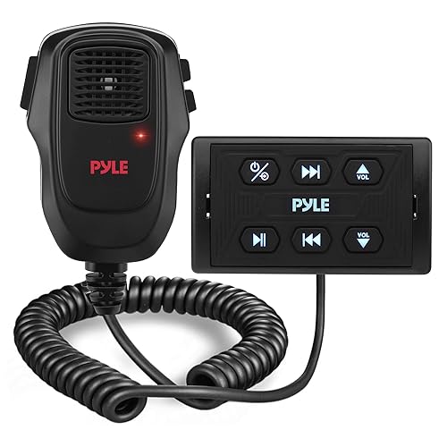 Pyle Wireless BT Audio Controller Kit, Marine Bluetooth Receiver & Adapter with Remote Control, Compact Microphone for Onboard Audio Entertainment