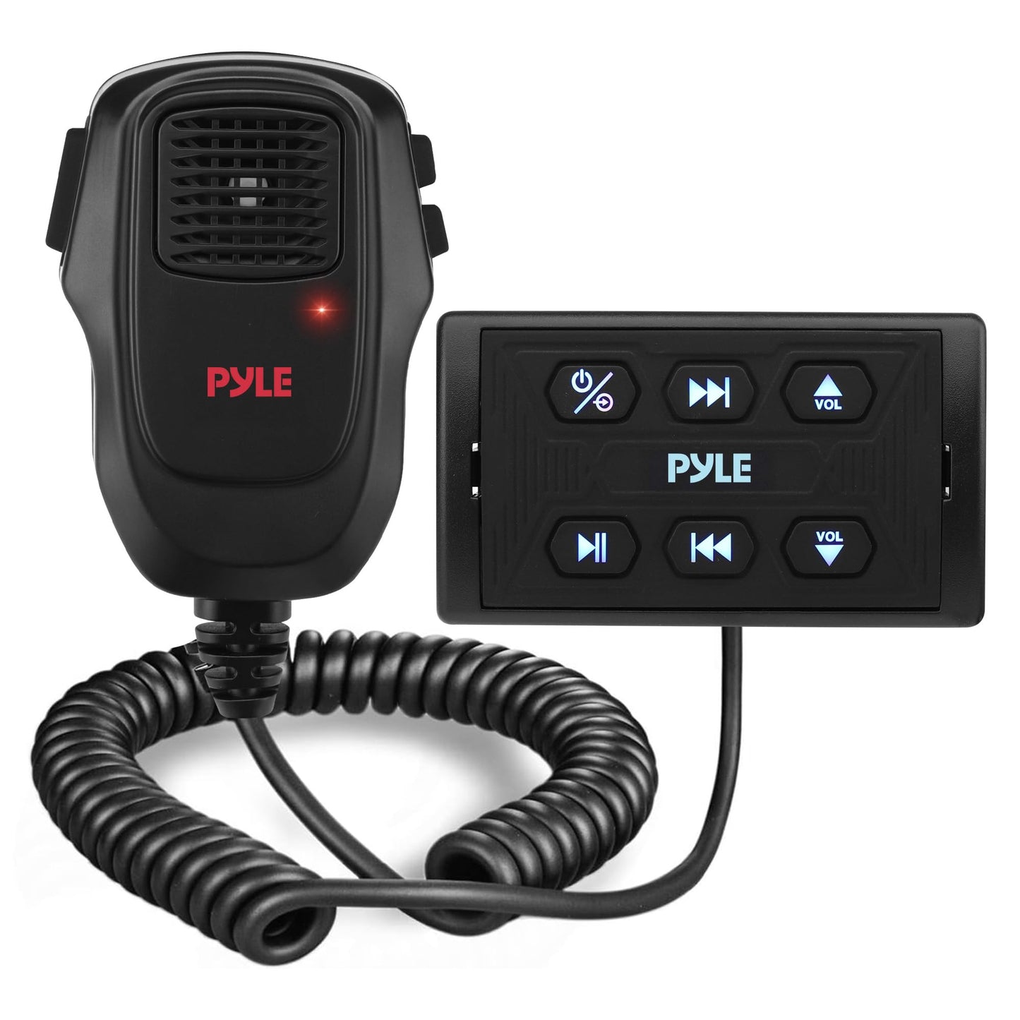 Pyle Wireless BT Audio Controller Kit, Marine Bluetooth Receiver & Adapter with Remote Control, Compact Microphone for Onboard Audio Entertainment