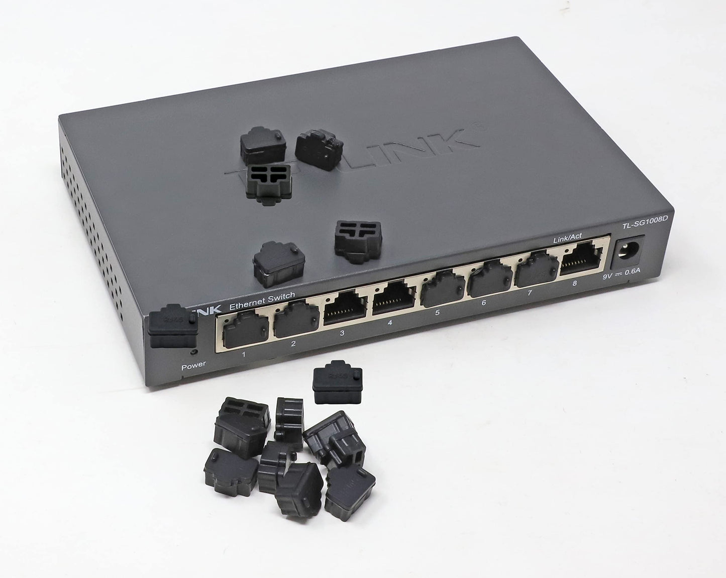 iexcell 125 Pcs Black Silicone Ethernet Hub Port RJ45 Anti-Dust Cover Cap Protector Plugs Stoppers for RJ45 Female Port Devices